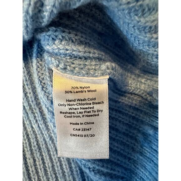 Talbots Blue Lambs Wool Blend Cable Knit Long Sleeve Sweater Woman's Size Medium - Picture 7 of 8